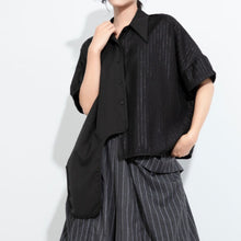 Load image into Gallery viewer, Women’s Patchwork Irregular Collar T-shirt
