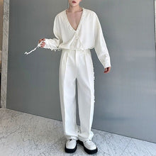 Load image into Gallery viewer, French V-neck Beaded Loose Shirt
