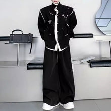 Load image into Gallery viewer, American Stand-up Collar Color-blocked Knit Cardigan
