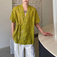 Load image into Gallery viewer, Hollow Floral Strap Vintage Shirt
