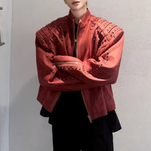 Load image into Gallery viewer, Retro Punk Short Padded Shoulder Leather Jacket
