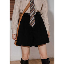 Load image into Gallery viewer, Retro Solid Color Corduroy Elastic High-waisted A-line Wide-leg Shorts
