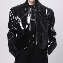 Load image into Gallery viewer, PU Glossy-leather Cropped Jacket
