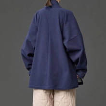 Load image into Gallery viewer, Fleece Lined Diagonal Placket Loose Hanfu Cardigan
