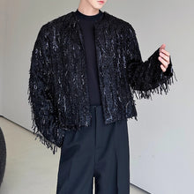 Load image into Gallery viewer, Fringed Loose Sequined Cropped Jacket
