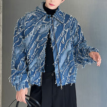 Load image into Gallery viewer, Fringed Denim Cropped Jacket
