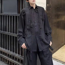 Load image into Gallery viewer, Dark Night Flower Long Sleeve Vintage Shirt
