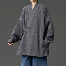 Load image into Gallery viewer, Loose Woolen Cross Front Hanfu Kimono Coat
