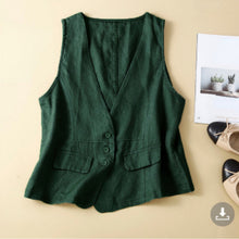 Load image into Gallery viewer, Cotton Linen Vest Sleeveless V-neck Top
