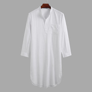 Button Solid Arabian Nightgown Shirt