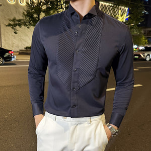 French Wing Collar Slim Fit Dress Shirt