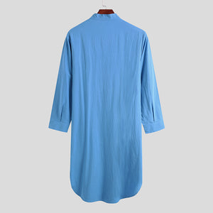 Button Solid Arabian Nightgown Shirt