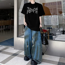Load image into Gallery viewer, Beaded Letter Shoulder-Pad T-Shirt
