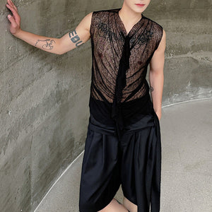 Casual Lace See-through Slim Fit Vest