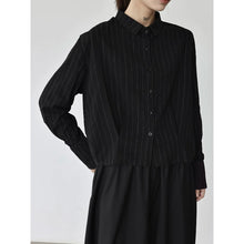 Load image into Gallery viewer, Women's Japanese Vertical Striped Loose Long Sleeve Shirt
