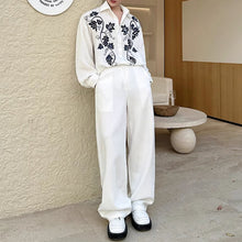 Load image into Gallery viewer, Embroidery Cotton and Linen Shirt Outline Casual Pants Two-piece Set
