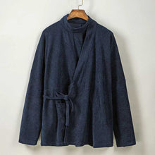 Load image into Gallery viewer, Corduroy Curved Collar Diagonal Placket Loose Hanfu Cardigan
