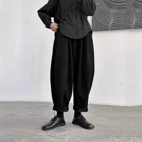 saferido Winter Thickened Corduroy Pants Men Oversize Pocket Cargo Pants Men Streetwear Hip Hop Loose Straight Pants Mens Thick Trousers main image 1
