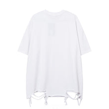 Load image into Gallery viewer, Hem Ripped Necklace Trim Short Sleeve T-Shirt
