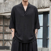 Load image into Gallery viewer, Vintage Ice Silk Loose Zen Clothes Half Sleeve T-shirt
