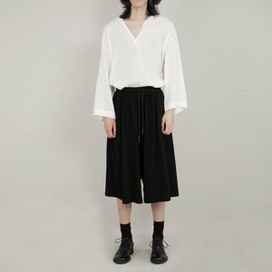 Casual Loose-fitting Wide-leg Cropped Trousers