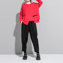 Load image into Gallery viewer, Women's Zipper Detail Paneled Loose Long Sleeve Top
