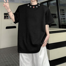 Load image into Gallery viewer, Round Neck Loose T-shirt with Handmade Beaded Decoration
