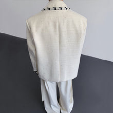 Load image into Gallery viewer, Woven Panel Check Double-Breasted Blazer
