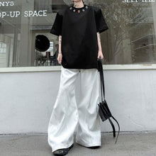 Load image into Gallery viewer, Round Neck Loose T-shirt with Handmade Beaded Decoration
