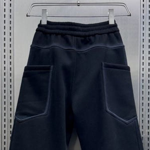 Solid Color Striped Casual Scimitar Pants