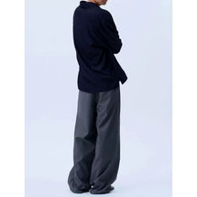 Load image into Gallery viewer, Deep V Neck Oversized Draped Tie Neck Shirt
