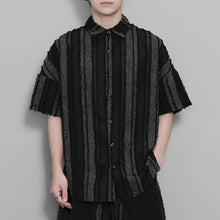 Load image into Gallery viewer, Retro Vertical Striped Fringe Patchwork Shirt
