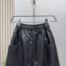 Load image into Gallery viewer, PU Loose Stitching Straight Harem Pants
