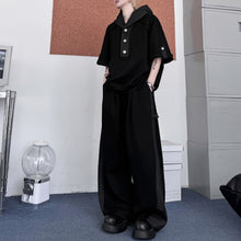Load image into Gallery viewer, American Casual Contrast Color Stitching Hooded Sweatshirt Wide Leg Trousers Two-piece Set
