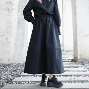 Black Bud A-line Skirt