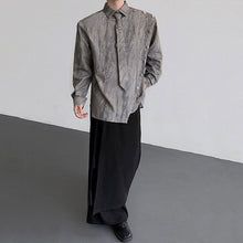 Load image into Gallery viewer, Metal Chain Tie Padded Shoulder Patchwork Shirt
