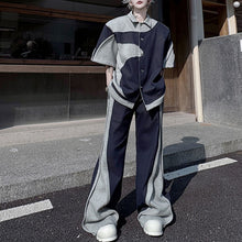 Load image into Gallery viewer, Patchwork Contrast Color Jacket Casual Loose Trousers Two-piece Set
