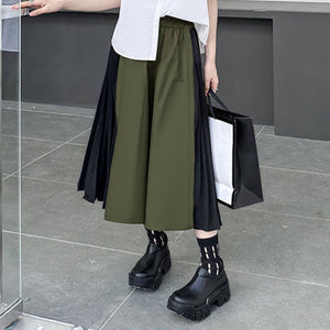 Paneled Wide Leg Straight Leg Pants