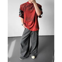 Load image into Gallery viewer, Punk Studded Lace Up Deconstructed Short-sleeve T-shirt
