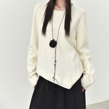 Load image into Gallery viewer, Women's Color-blocked Patchwork Faux Two-piece Pointed Hem Thin Sweater

