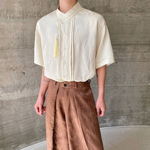 Load image into Gallery viewer, Summer Vintage Satin Jacquard Tassel Shirt
