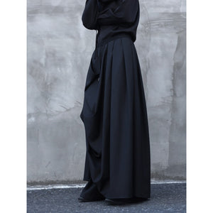 Irregular Double-layered Floor-length Culottes Wide-leg Trousers