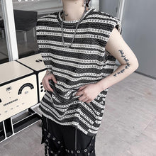 Load image into Gallery viewer, Thin Striped Shoulder Pads Sleeveless T-Shirt
