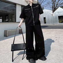 Load image into Gallery viewer, Lapel Multi-Pocket Jacket Casual Pants Solid Color Two-Piece Set
