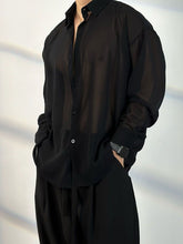 Load image into Gallery viewer, 【50 Shades of Black】Transparent Tulle Loose Shirt
