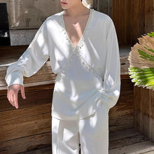Load image into Gallery viewer, French V-neck Beaded Loose Shirt
