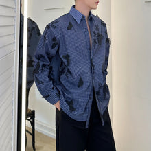 Load image into Gallery viewer, Vintage Butterfly Lace Mesh Splicing Plaid Shirt
