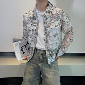 Vintage Jacquard Transparent Short Jacket