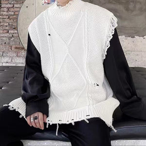 Knitted Hole Sleeveless Sweater Vest