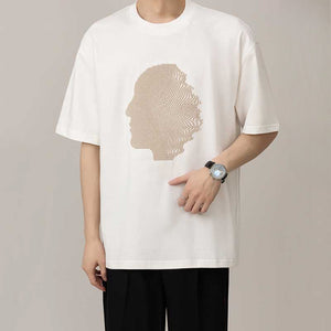 American Embroidery Round Neck Loose Casual T-shirt